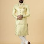 Stunning Yellow Banarasi Brocade Achkan | Father Son Combo | Perfect for Grooms | Jaipurio Collection